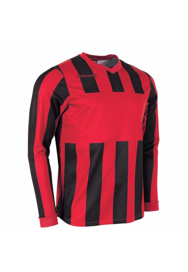 STANNO - Dziecięcy dżersej z długim rękawem Stanno Aspire. Kolor: wielokolorowy, czarny, czerwony. Materiał: jersey. Długość rękawa: długi rękaw. Długość: długie. Wzór: paski