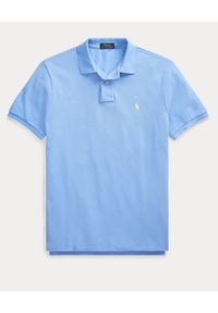Ralph Lauren - RALPH LAUREN - Niebieska koszulka Mesh Slim Fit. Typ kołnierza: polo. Kolor: niebieski. Materiał: mesh. Długość: długie. Wzór: haft #2