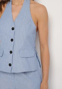 Born2be - Niebieski Kombinezon w Prążki w Stylu Garniturowym Lanirith. Okazja: na co dzień. Kolor: niebieski. Wzór: prążki. Styl: casual, klasyczny #7