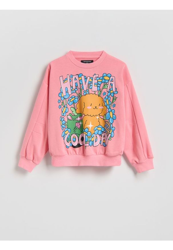 Reserved - Bluza Boffie & Poko - różowy. Kolor: różowy. Materiał: dzianina, bawełna