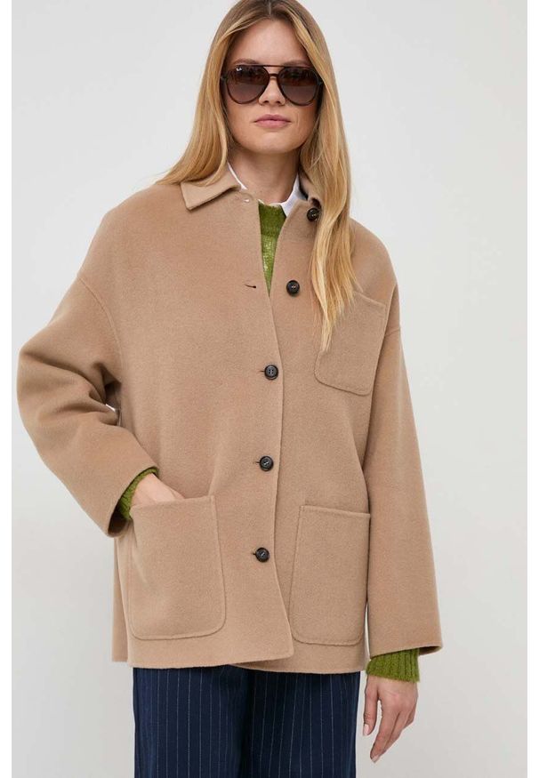 MAX&Co. kurtka koszulowa kolor brązowy przejściowa oversize. Kolor: brązowy