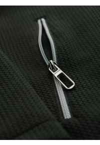 Ombre Clothing - Strukturalna kurtka biker męska ze stójką – ciemnozielona V3 - Rozmiar: L. Okazja: na co dzień. Typ kołnierza: kołnierzyk stójkowy. Kolor: zielony. Materiał: skóra, poliester, dzianina. Styl: casual, elegancki #10