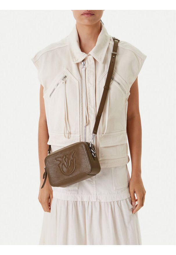 Pinko - PINKO Torebka Carrie Camera Bag Classic PE 25 PLTT 104336 A26J Zielony. Kolor: zielony. Materiał: skórzane