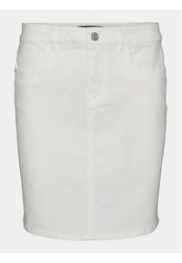 Vero Moda Spódnica jeansowa Luna 10279491 Biały Regular Fit. Kolor: biały. Materiał: bawełna