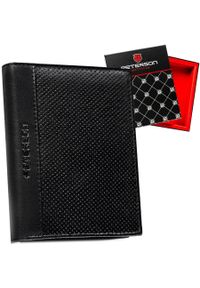 Skórzany portfel męski w czarnym kolorze w orientacji pionowej bez zapięcia zewnętrznego - Peterson. Kolor: czarny. Materiał: skóra #1