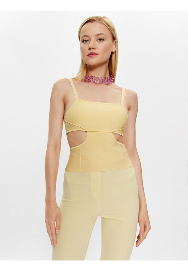 Patrizia Pepe Top 2K0172/K095-Y433 Żółty Slim Fit. Kolor: żółty. Materiał: wiskoza