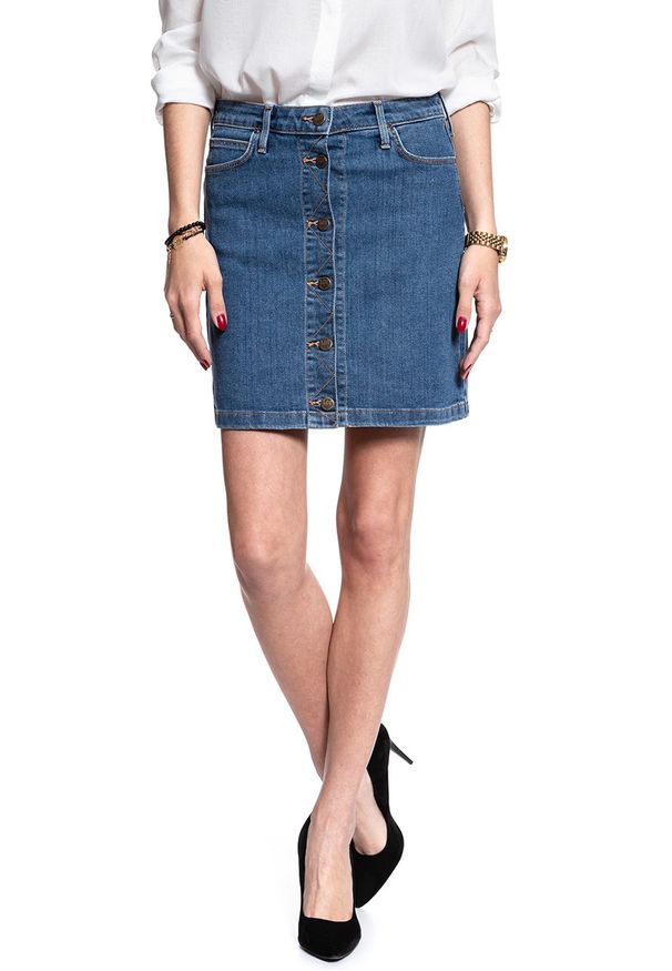 Lee - SPÓDNICA JEANSOWA LEE A LINE SKIRT MID STONEWASH L38NMG44. Materiał: jeans