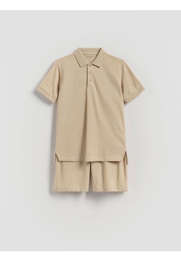 Reserved - Bawełniany komplet - beżowy. Kolor: beżowy. Materiał: bawełna