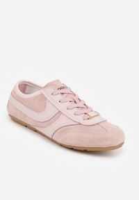 Born2be - Różowe Zamszowe Sneakersy w Stylu Kultowych Tenisówek Sorisana. Okazja: na co dzień, do pracy. Kolor: różowy. Materiał: zamsz #8