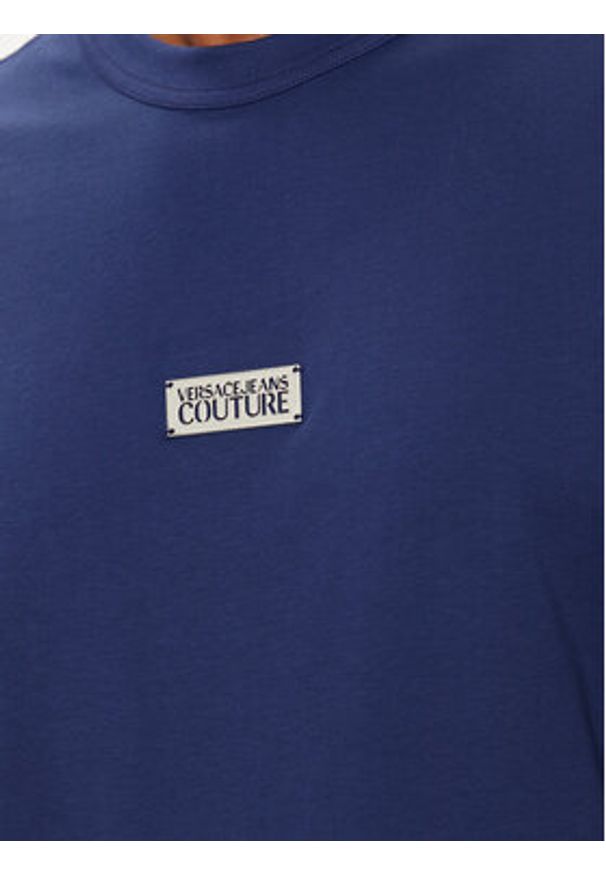 Versace Jeans Couture T-Shirt 77GAHT08 Granatowy Regular Fit. Kolor: niebieski. Materiał: bawełna