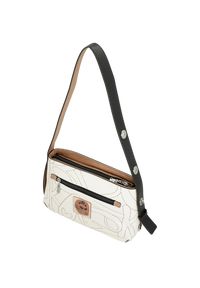 Pomarańczowa Elegancka Listonoszka Damska Anekke Z Serii Alma. Kolor: pomarańczowy. Wzór: aplikacja, napisy. Materiał: zdobione. Styl: elegancki #4