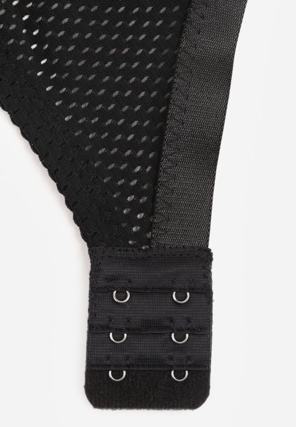 Born2be - Czarny Gładki Biustonosz z Cienkimi Ramiączkami z Siateczki Anzlea. Kolor: czarny. Materiał: tkanina. Wzór: gładki