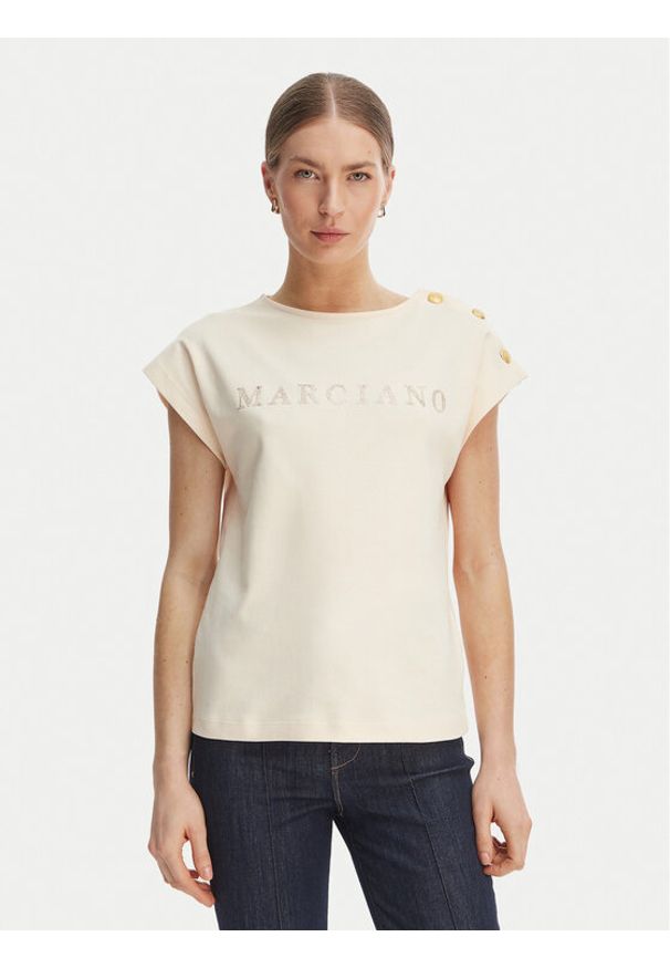 Marciano Guess T-Shirt G6GI04 K3505 Écru Regular Fit. Materiał: bawełna