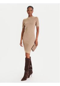 Guess Sukienka dzianinowa W3YK39 Z37K0 Beżowy Slim Fit. Kolor: beżowy. Materiał: wiskoza #5