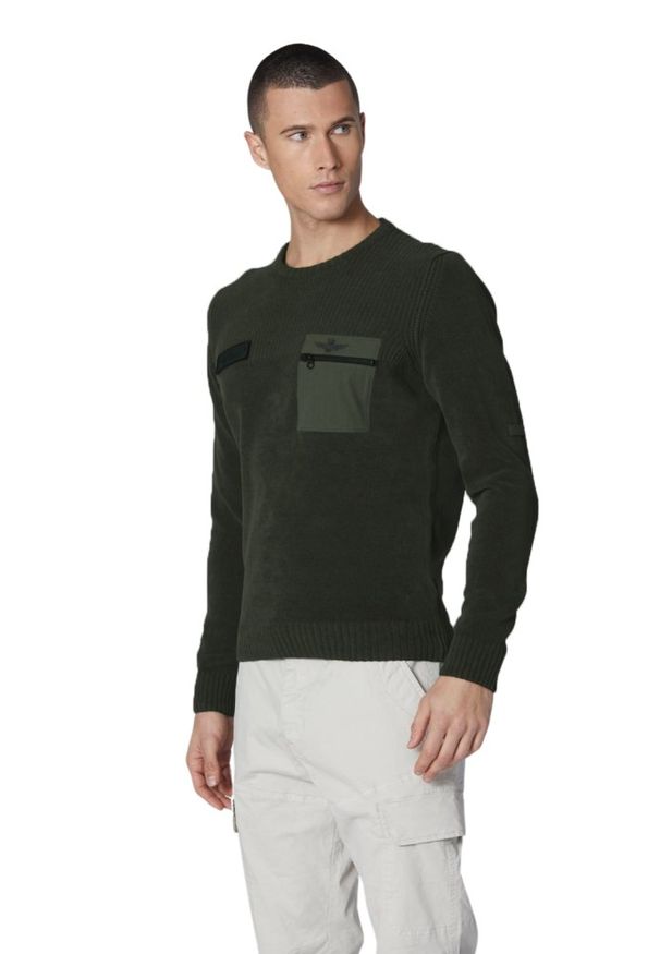 Aeronautica Militare - AERONAUTICA MILITARE Zielony sweter męski, Rozmiar XXL. Kolor: zielony