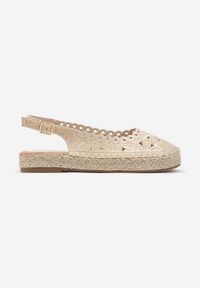 Born2be - Beżowe Ażurowe Sandały Espadryle Slingback z Plecioną Podeszwą Erilwen. Okazja: na co dzień, na spacer. Zapięcie: pasek. Kolor: beżowy. Materiał: jeans. Wzór: ażurowy. Sezon: lato. Styl: casual #6