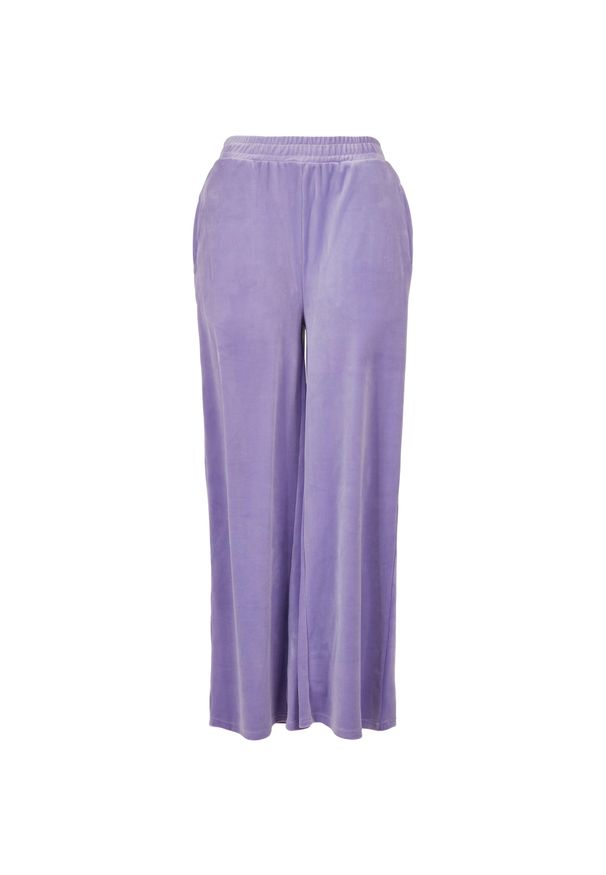 Spodnie damskie Urban Classics wysoka talia straight velvet (GT). Kolor: niebieski. Długość: długie