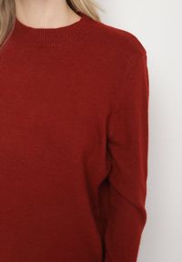 Born2be - Bordowy Klasyczny Sweter z Wełną Mailira. Okazja: do pracy, na co dzień. Kolor: czerwony. Materiał: wełna. Styl: klasyczny #5