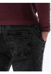 Ombre Clothing - Spodnie męskie jeansowe joggery P1027 - czarne - XXL. Kolor: czarny. Materiał: jeans. Styl: klasyczny