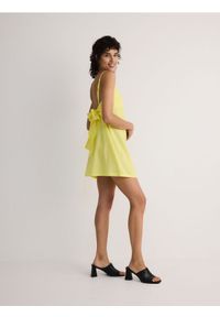 Reserved - Sukienka mini z lnem - żółty. Kolor: żółty. Materiał: len. Długość: mini