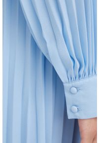 Vero Moda sukienka Rina maxi rozkloszowana. Kolor: niebieski. Długość rękawa: długi rękaw. Typ sukienki: rozkloszowane, plisowane. Długość: maxi #4