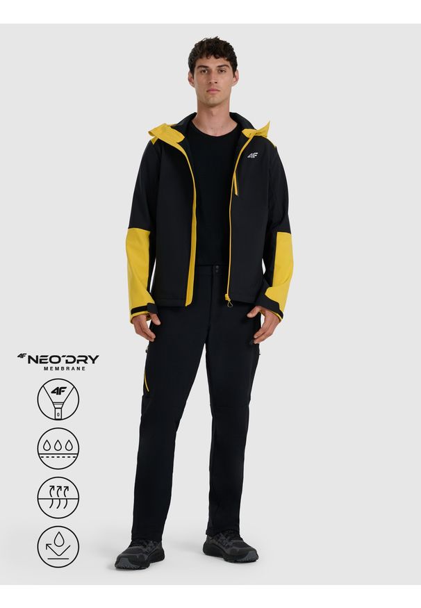 4f - 4F Kurtka softshell wiatroodporna membrana 8000 męska - żółta M. Kolor: żółty. Materiał: softshell. Technologia: Primaloft. Sport: wspinaczka, turystyka piesza