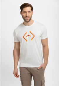 Volcano - T-shirt z logo T-FLUO. Materiał: jeans, bawełna, materiał. Długość rękawa: krótki rękaw. Długość: krótkie. Wzór: geometria, nadruk. Styl: klasyczny, sportowy #1