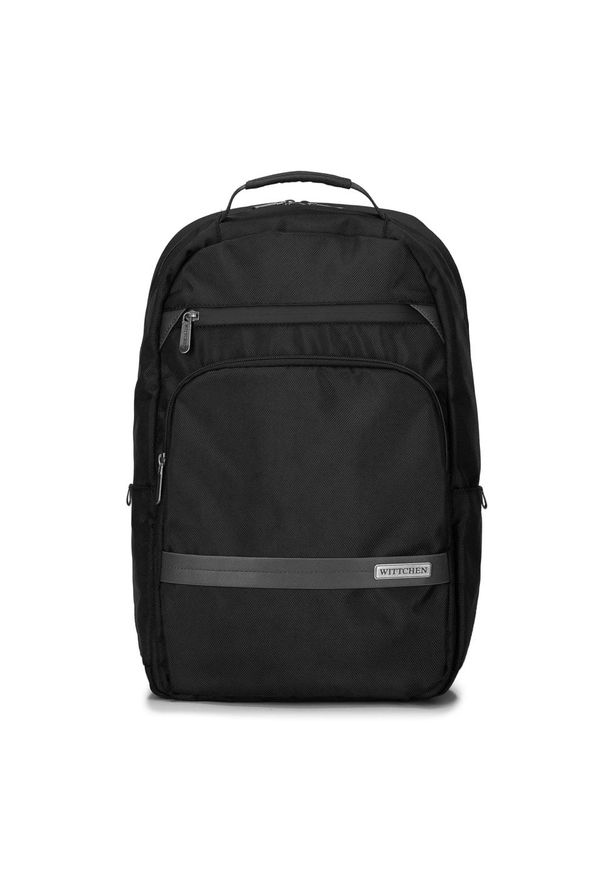 Wittchen - Męski plecak na laptopa 15,6” z krytym suwakiem. Kolor: czarny. Materiał: poliester. Wzór: aplikacja. Styl: klasyczny, elegancki, casual