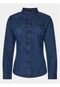 Sisley Koszula jeansowa 5TKL5QF66 Granatowy Regular Fit. Kolor: niebieski. Materiał: bawełna #4