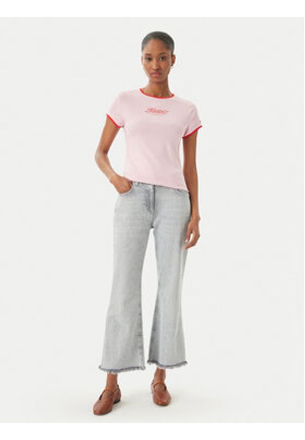 TOMMY HILFIGER - Tommy Hilfiger T-Shirt Logo Graphic Ringer WW0WW49245 Różowy jasny Slim Fit. Kolor: różowy. Materiał: bawełna