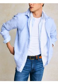 Big-Star - Pasek męski pleciony ze skórzanymi wstawkami granatowy Abris 403. Kolor: niebieski. Materiał: skóra. Styl: elegancki, casual #5