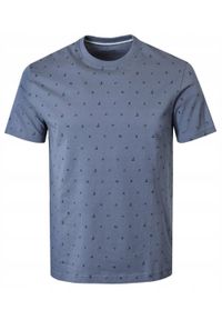 Męska Koszulka (T-Shirt) - Pako Jeans - Niebiesko-Stalowa, Drobne Literki. Okazja: na co dzień. Kolor: niebieski. Materiał: bawełna. Wzór: nadruk. Styl: casual #1