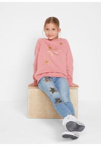 bonprix - Bluza z czystej bawełny. Kolor: różowy. Materiał: bawełna. Wzór: aplikacja #3