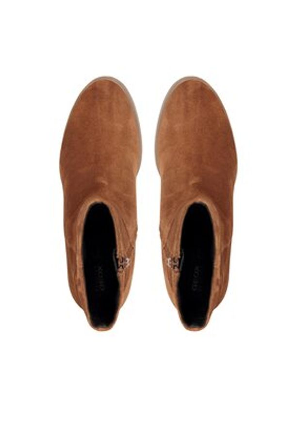 Geox Botki D Elidea Wedge D36VQB 00022 CD500 Brązowy. Kolor: brązowy. Materiał: zamsz, skóra