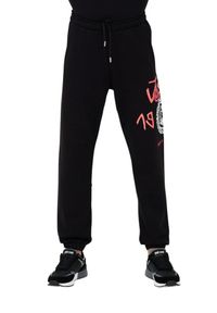 Just Cavalli - JUST CAVALLI Czarne spodnie z nadrukiem R 1998 Dripp. Kolor: czarny. Wzór: nadruk #4