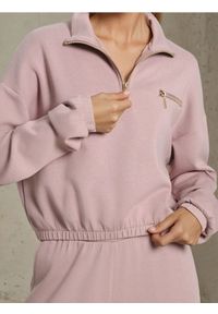 Sinsay - Bluza ze stójką - różowy. Typ kołnierza: kołnierzyk stójkowy. Kolor: różowy. Materiał: dzianina, wiskoza