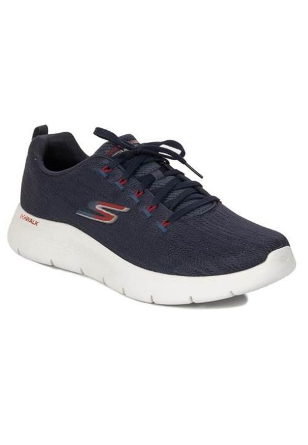 skechers - Buty do chodzenia męskie Skechers 216481NVRD. Zapięcie: sznurówki. Kolor: niebieski. Materiał: materiał, syntetyk, tkanina. Szerokość cholewki: normalna. Sport: turystyka piesza