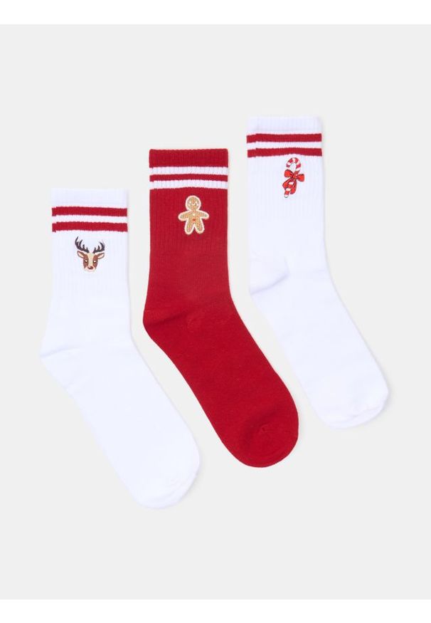 Sinsay - Prążkowane skarpetki 3 pack - wielobarwny. Materiał: prążkowany