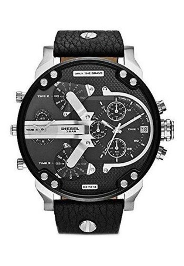 Diesel - Zegarek DZ7313. Rodzaj zegarka: cyfrowe. Kolor: czarny. Materiał: materiał, skóra