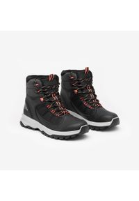 quechua - Buty turystyczne damskie Quechua SH500 mountain mid wodoodporne. Kolor: czarny. Materiał: materiał. Szerokość cholewki: normalna. Sezon: zima