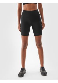 4f - 4F Legginsy kolarki treningowe damskie - czarne M/L. Stan: podwyższony. Kolor: czarny. Materiał: dzianina, włókno, syntetyk, materiał, elastan. Długość: krótkie. Wzór: jednolity. Sport: fitness