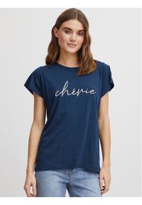 Fransa T-Shirt 20612027 Granatowy Regular Fit. Kolor: niebieski. Materiał: bawełna, syntetyk