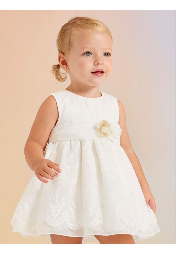 Abel & Lula Sukienka elegancka 5013 Biały. Kolor: biały. Materiał: bawełna. Styl: elegancki