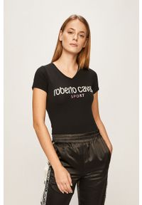 ROBERTO CAVALLI SPORT - Roberto Cavalli Sport - T-shirt. Okazja: na co dzień. Kolor: czarny. Materiał: bawełna, dzianina, elastan. Wzór: nadruk. Styl: sportowy #1