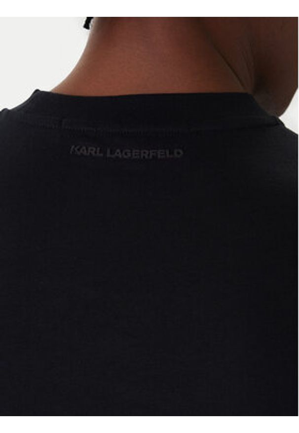 Karl Lagerfeld - KARL LAGERFELD T-Shirt 755710 561224 Granatowy Regular Fit. Typ kołnierza: dekolt w karo. Kolor: niebieski. Materiał: bawełna