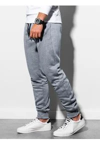 Ombre Clothing - Spodnie męskie dresowe joggery P867 - szare - XXL. Kolor: szary. Materiał: dresówka