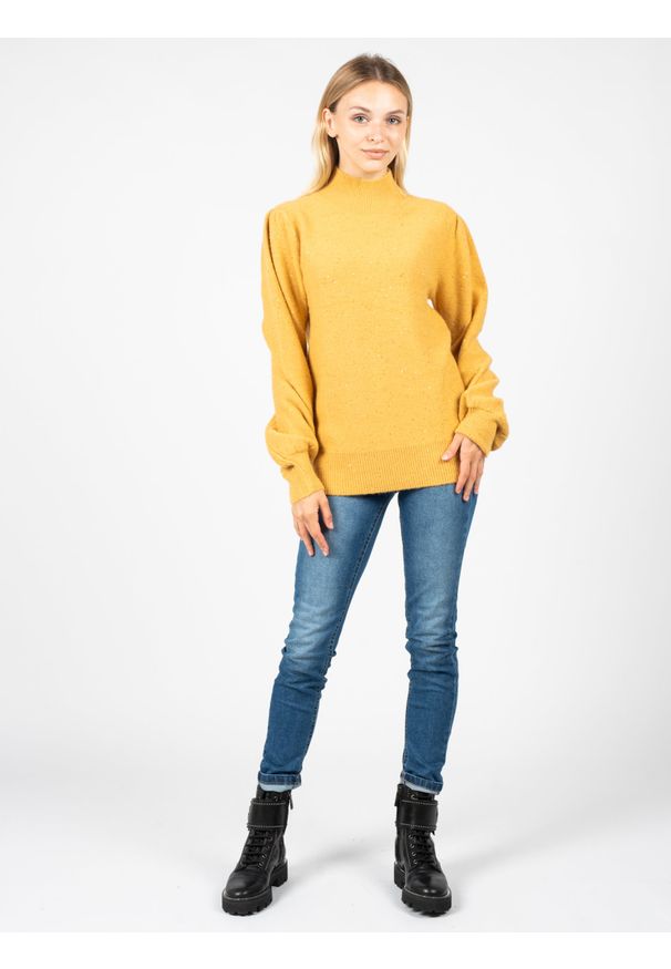 Silvian Heach Sweter "Melisia" | CVA22189LU | Melisia | Kobieta | Żółty. Okazja: na co dzień. Typ kołnierza: kołnierzyk stójkowy. Kolor: żółty. Materiał: bawełna, poliester. Wzór: aplikacja. Styl: casual