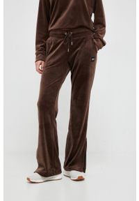 DKNY - Dkny spodnie dresowe kolor brązowy gładkie. Kolor: brązowy. Materiał: dresówka. Wzór: gładki #2