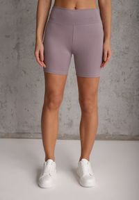 Renee - Fioletowe Szorty Kolarki High Waist Marerila. Okazja: na co dzień. Stan: podwyższony. Kolor: fioletowy. Długość: krótkie. Styl: sportowy, casual #4