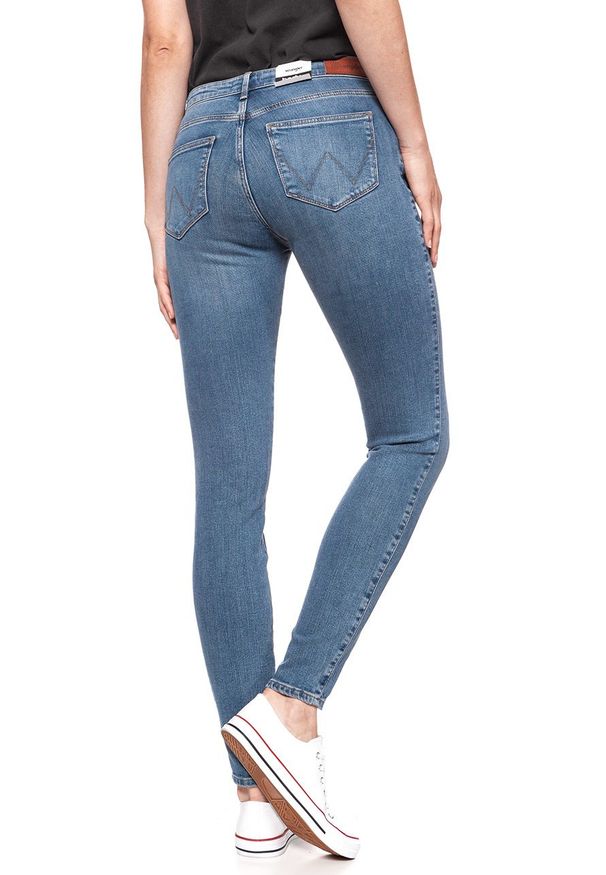Wrangler - WRANGLER SKINNY JOLLY GREENS W28KUF28I 112128343. Wzór: aplikacja